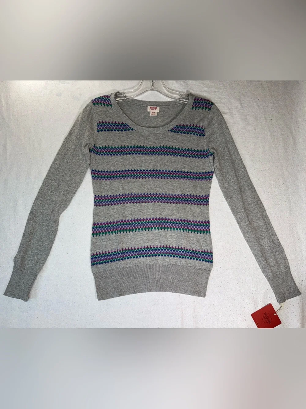 Mossimo Supply Co Gray Fair Isle Knit Sweater XS Long Sleeve Soft Pullover